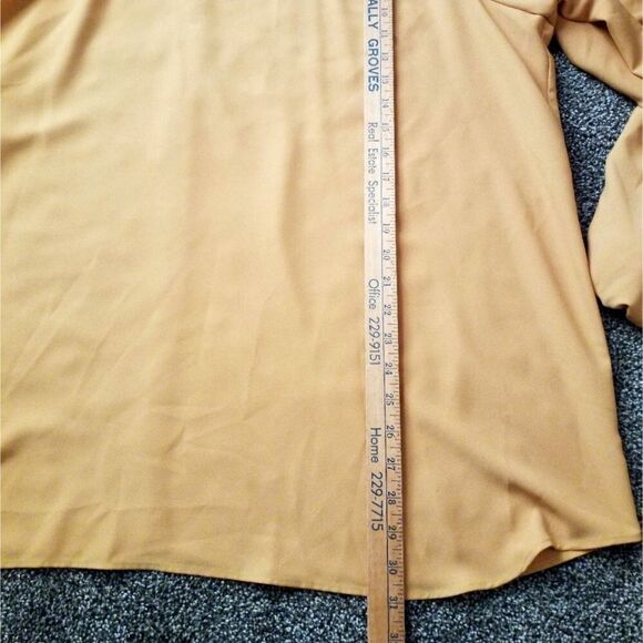 Marina Rinaldi Tunic Blouse Gathered Neckline Long Balloon Sleeves Gold Size 22 - Picture 11 of 13